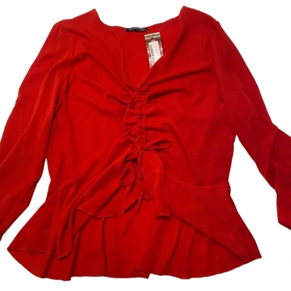 Ruched Front Peplum Smock Top - Picture 1 of 3